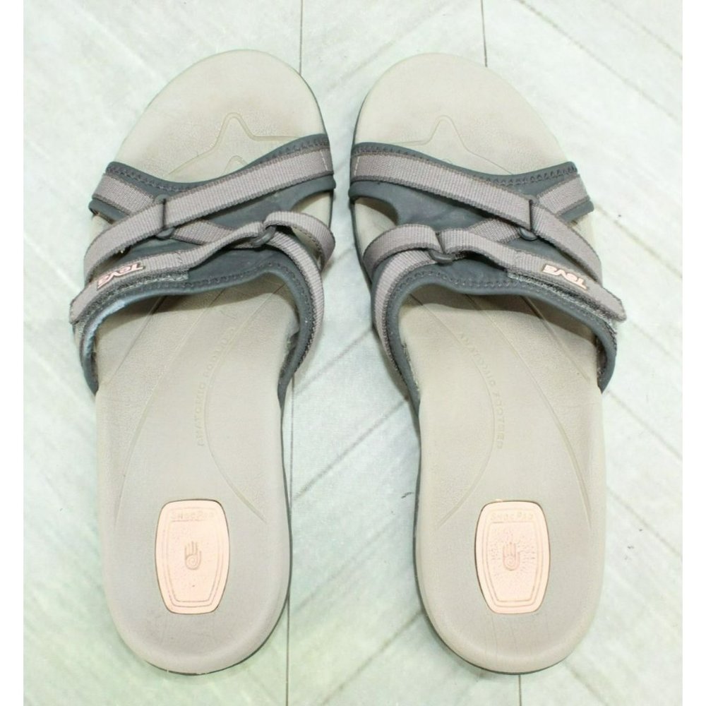 Teva Brown Nylon Slip On Hook & Loop Slide Casual Sandals Size 8 - Picture 7 of 9